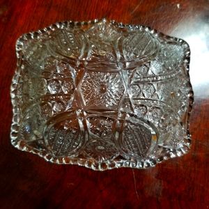 6 piece vintage Eapg cut pressed glass scallop rectangularl fruit dessert dishes